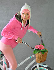 Click to Download 300 dpi image of Ellen on Bike